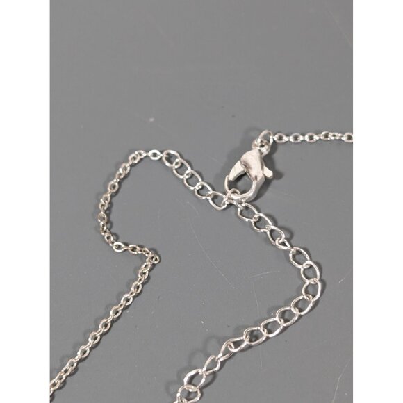 Silver Tone Aurora Borealis Rhinestone Charm Y-Drop Necklace Dainty 18" - Picture 7 of 8